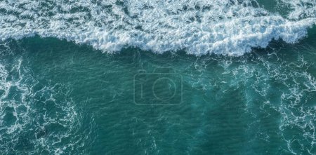 Photo for Ocean foamy pattern on water surface. Top view. - Royalty Free Image