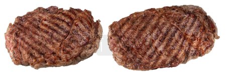 Photo for Grilled  delicious ribeye steaks isolated on white background. File contains clipping path. - Royalty Free Image