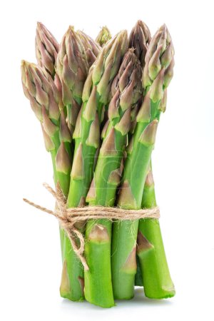 Photo for Bundle of green asparagus spears isolated on white background. - Royalty Free Image