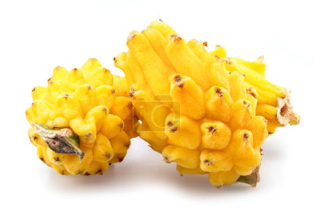 Photo for Two yellow dragon fruits isolated on white background. - Royalty Free Image
