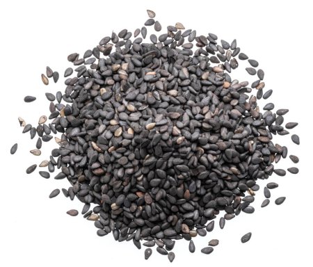 Photo for Heap of black cumin seeds isolated on white background. Top view. - Royalty Free Image