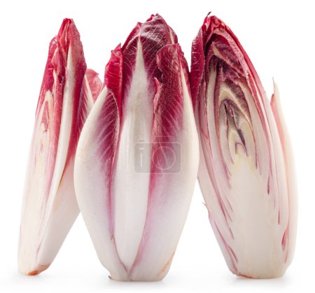 Photo for Red endive and cross section of endive on white background. File contains clipping path. - Royalty Free Image