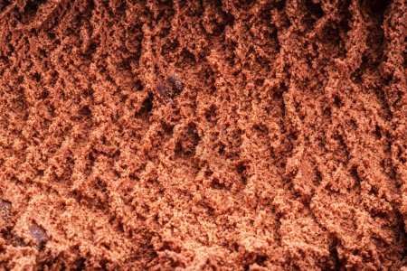 Photo for Structure of frozen chocolate ice cream close up. Ice cream background. - Royalty Free Image