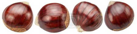 Photo for Edible sweet chestnuts isolated on white background. Clippingh path. Great food background for your projects. - Royalty Free Image