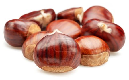 Photo for Edible sweet chestnuts isolated on white background. Great food background for your progects. - Royalty Free Image