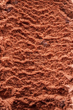 Foto de Estructura de helado de chocolate congelado de cerca. Fondo de helado. - Imagen libre de derechos