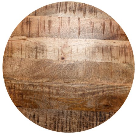 Foto de Tablero de madera o mesa redonda vacía aislada sobre fondo blanco. Ruta de recorte. - Imagen libre de derechos