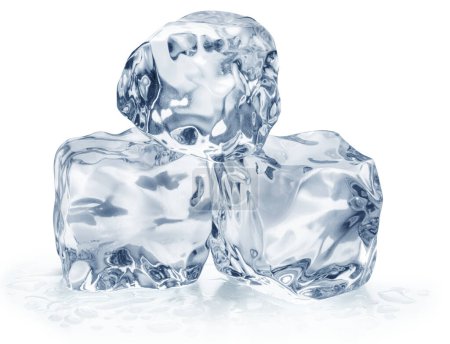 Photo for Pyramid of three ice cubes on white background. File contains clipping path. - Royalty Free Image
