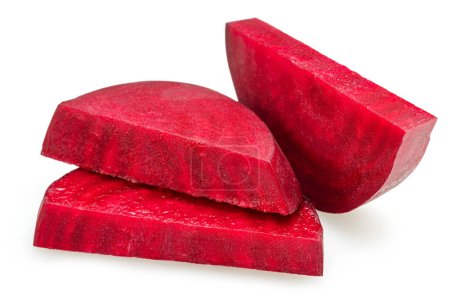 Red beetroot slices isolated on white background.