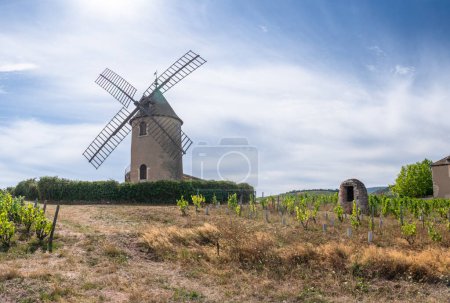 The eponymous windmill of famous french red wine situated near Romaneche-Thorins. 
