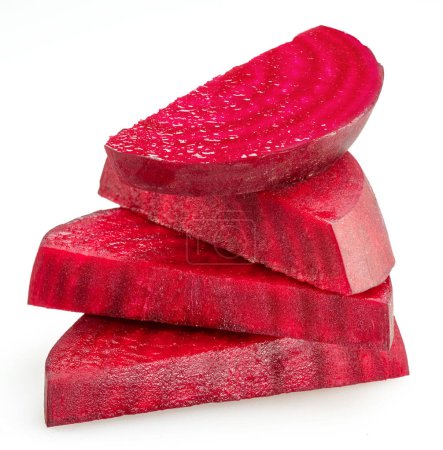 Red beetroot slices isolated on white background.