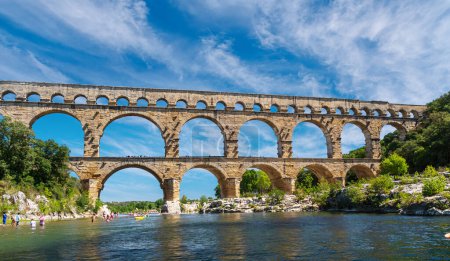 The Pont du Gard is an ancient Roman aqueduct, that is depicted  on five euro note. Summer 2022.