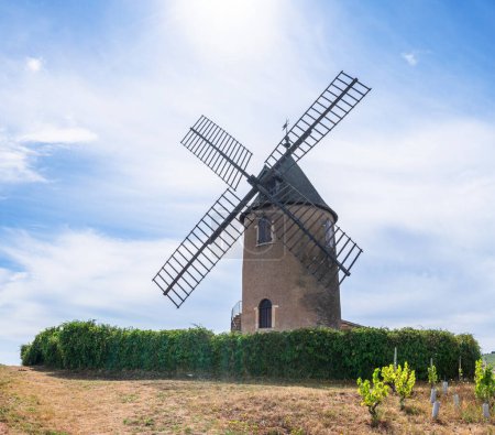 The eponymous windmill of famous french red wine situated near Romanche -Thorins. 