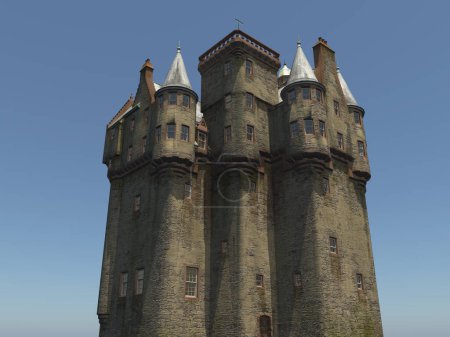 Téléchargez les photos : Château écossais et ciel bleu - en image libre de droit