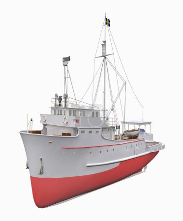 Tuna fishing vessel isolated on white background