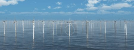 Foto de Masas de turbinas eólicas en el mar - Imagen libre de derechos