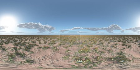 Kugelförmiges 360 Grad nahtloses Panorama mit einer außerirdischen Landschaft