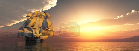 Photo for HMS Victory at sunset - Royalty Free Image