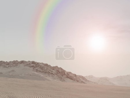 Photo for Rainbow over a desert landscape - Royalty Free Image