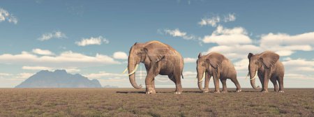 Téléchargez les photos : Troupeau d'éléphants errant dans la savane - en image libre de droit