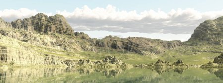 Téléchargez les photos : Vue panoramique avec un lac de montagne - en image libre de droit