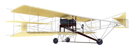Historisches Motorflugzeug von 1911 isoliert von weißem Hintergrund