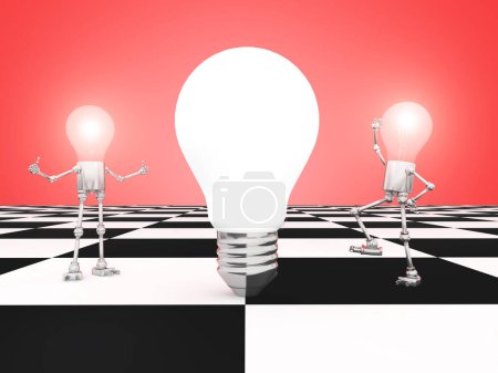 Photo for Two light bulb figures with a light bulb - Royalty Free Image