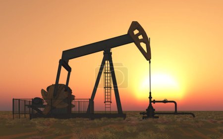 Oil pump at sunset-stock-photo