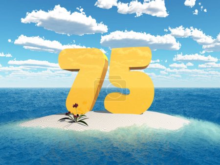 Photo for The number 75 on an island in the sea - Royalty Free Image
