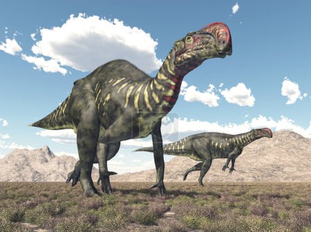 Foto de Dinosaurio Altirhinus en un paisaje - Imagen libre de derechos