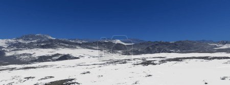 Photo for Snow landscape with hills and blue sky - Royalty Free Image