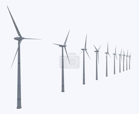 Foto de Turbinas eólicas aisladas sobre fondo blanco - Imagen libre de derechos