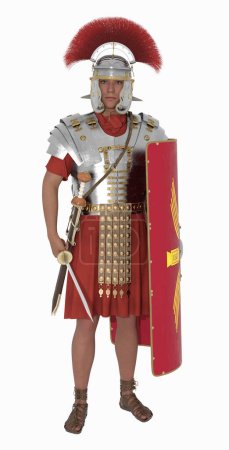 Photo for Roman centurion isolated on white background - Royalty Free Image