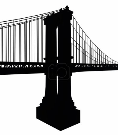 Silueta con el puente de Manhattan en Nueva York