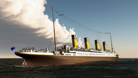 Historic passenger ship RMS Titanic on the high seas