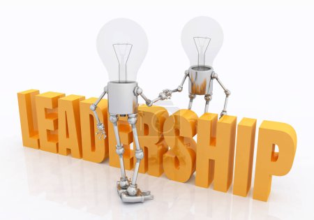 Zwei Glühbirnenfiguren mit dem Wort Leadership