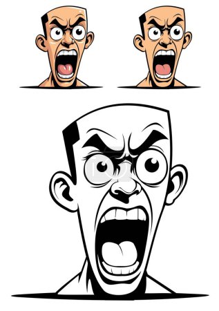 Vektor-Karikatur eines wütenden Mannes in wütend und wütend.