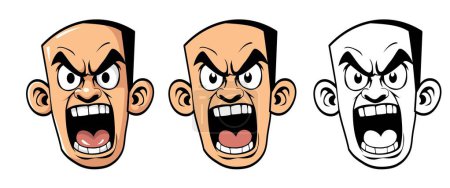 vector set of cartoon angry man.
