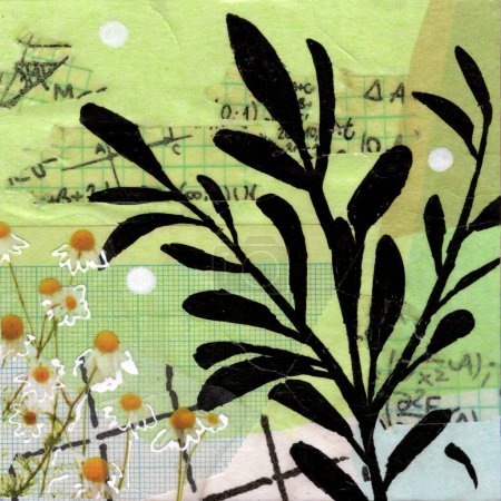 Téléchargez les photos : Collage de fond artistique avec fleurs et éléments végétaux - en image libre de droit