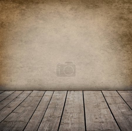 Foto de Pared grunge y suelo de paneles de madera, interior de una habitación
. - Imagen libre de derechos
