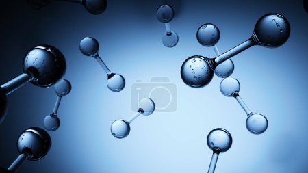 Foto de Fondo de moléculas de ciencia azul H. Estructura abstracta 3d doble molécula de fondo - Imagen libre de derechos