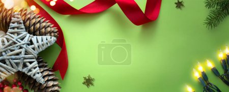 Photo for Christmas and eco-friendly handmade gift decorations. eco christmas holiday concept, eco decor banner design with copy spac - Royalty Free Image