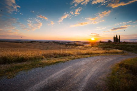 Foto de Hermosos y milagrosos colores de Italia de oro verano; paisaje rural; puesta del sol landscap - Imagen libre de derechos
