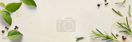 Foto de Arte cocina banner fondo; hierbas italianas para la receta casera - Imagen libre de derechos