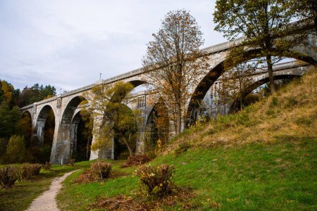 Photo for Old concrete railway bridges in Stanczyki, Northern Poland - Royalty Free Image