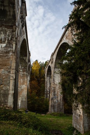 Photo for Old concrete railway bridges in Stanczyki, Northern Poland - Royalty Free Image