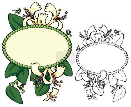 Illustration for Bookplate style border with honeysuckle - Royalty Free Image