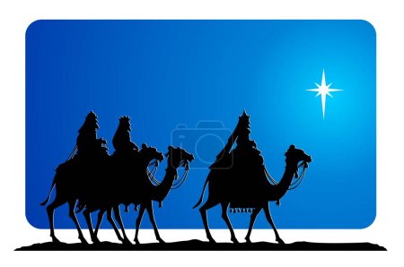 Illustration for The three Kings from the East follow the star. - Royalty Free Image