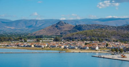 Téléchargez les photos : A view over the port of Napflio in the Aegean sea, in Greece, on a summer day - en image libre de droit