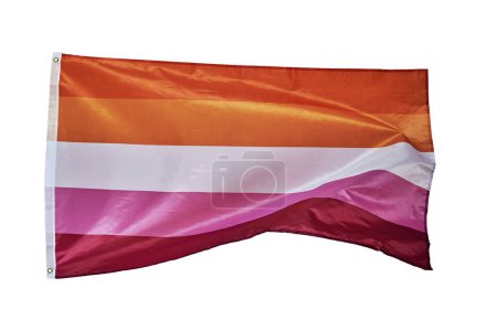 Foto de Una bandera de orgullo lesbiana aislada sobre un fondo blanco - Imagen libre de derechos